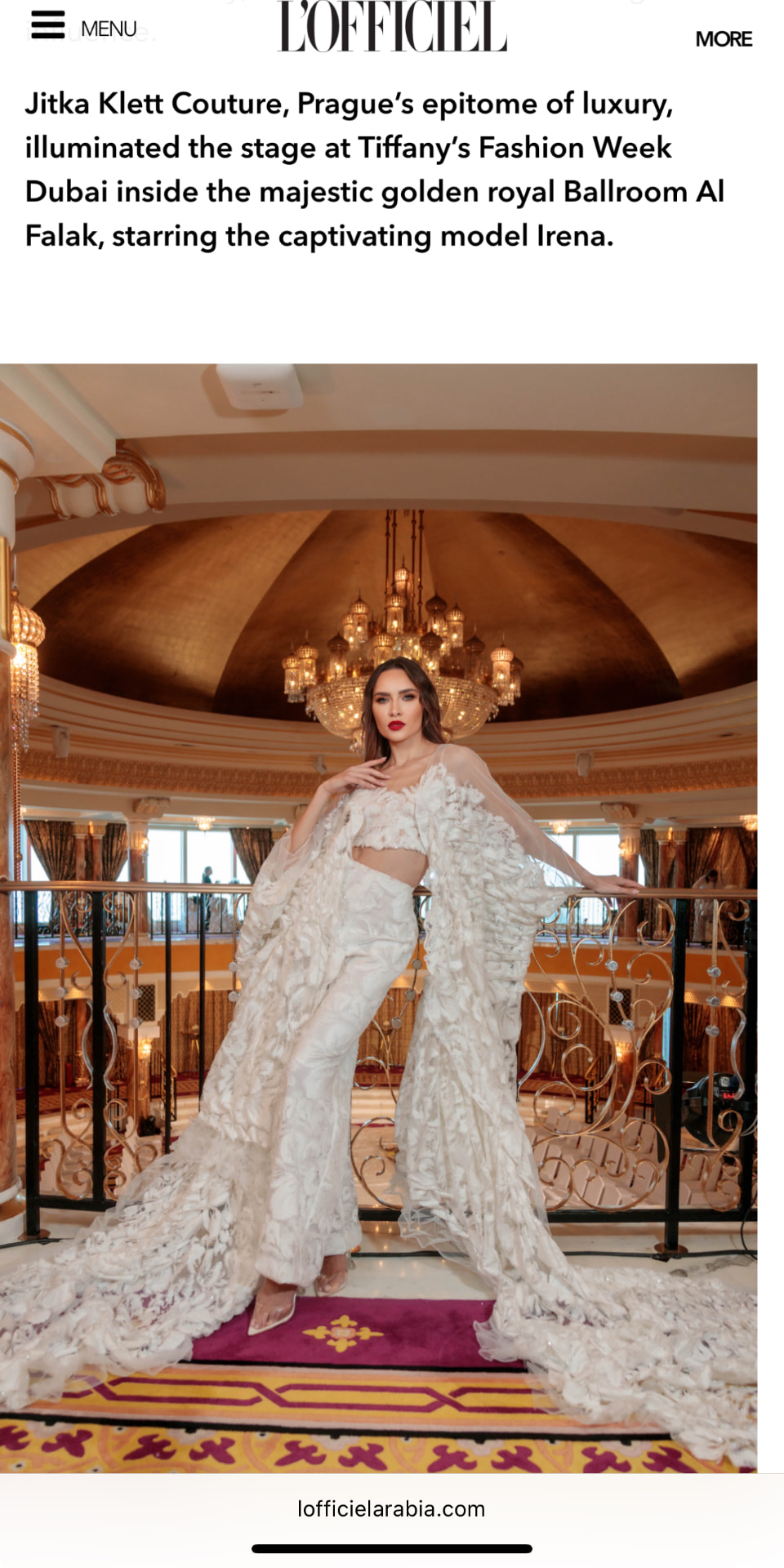 L'Officiel Arabia — Jitka Klett Couture — Ballroom Al Falak, Dubai