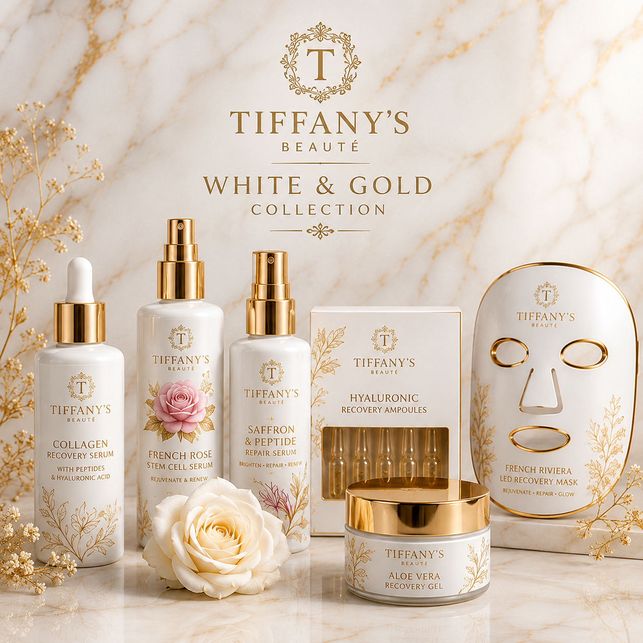 Tiffany's Beauté White & Gold skincare collection